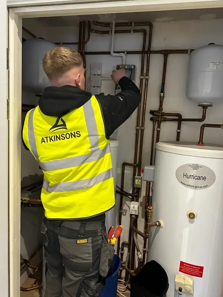 ATKINSONS plumber working on pipework in Sunderland