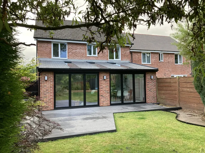 Single-storey rear extension with bifold doors built by ATKINSONS