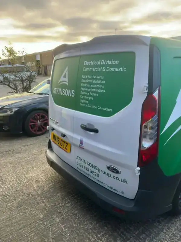 ATKINSONS Electrical Division van at dusk